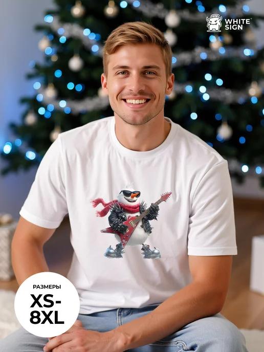 Oversized Christmas T-shirt: Rocker Snowman print 2XL