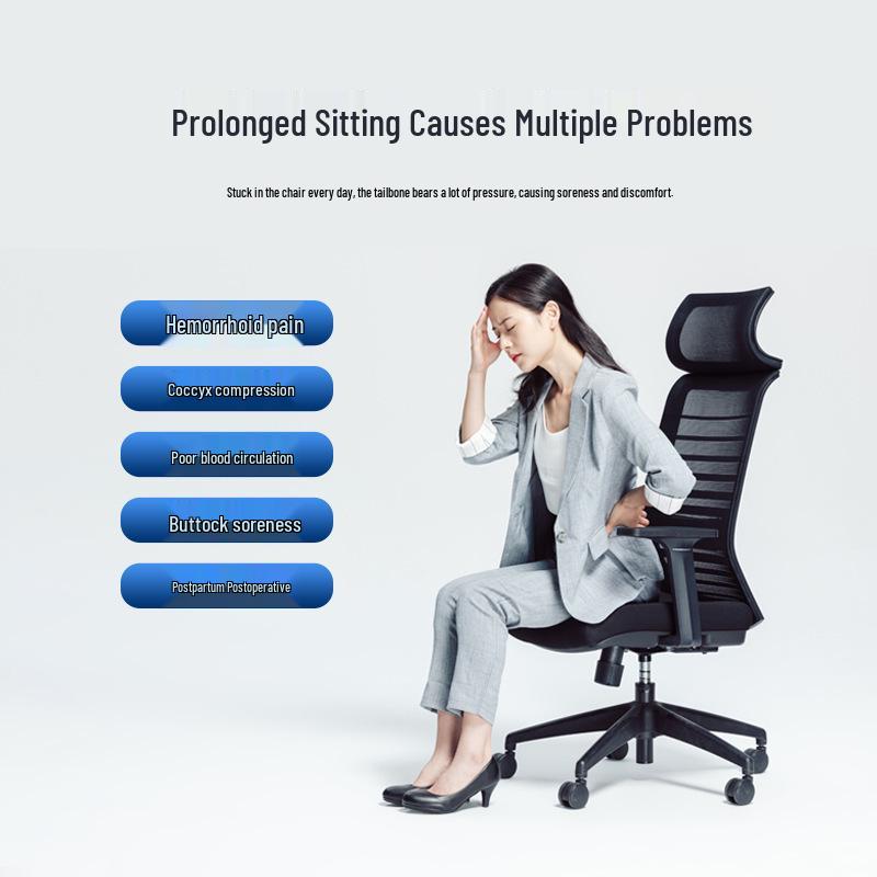 Memory Foam Hemorrhoid Relief Seat Cushion - Breathable, Thickened Pad for Office Chairs