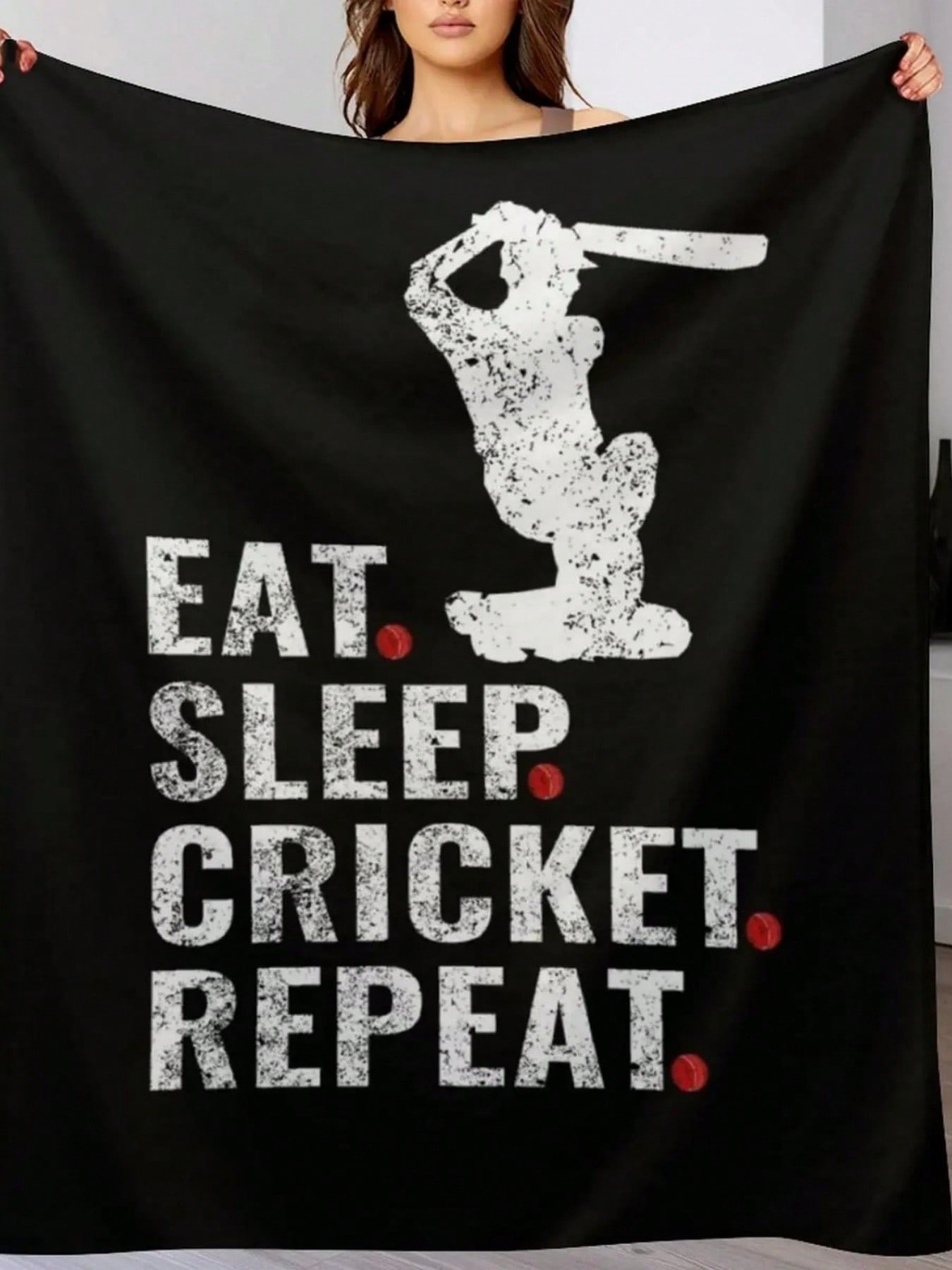 Eat Sleep Cricket Repeat Throw Blanket Personalized Gift Comforter Warm Giant Sofa Blankets 75X95CM серый