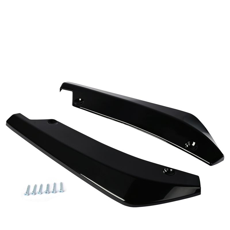 2pcs Rear Lip Bumper Spoiler Splitter Diffuser Canard Wrap Spoiler Side Fender Skirt Lip Chin Body Kit Glossy Black Universal