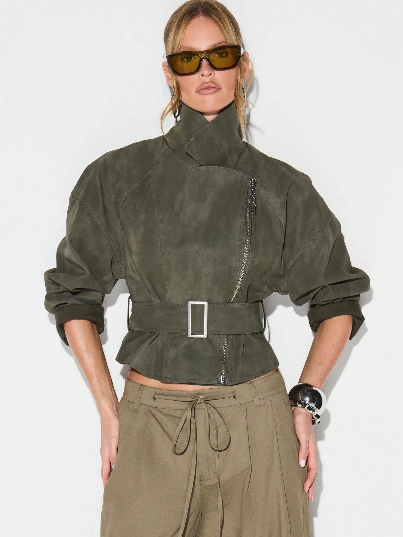 Popular Imitation Suede Short Locomotive Jacket