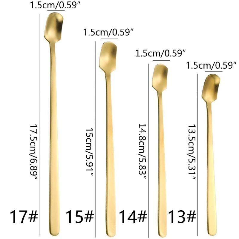 Square Head Stirring Spoon Small Teaspoon Metal Steel Tableware Easy To Clean