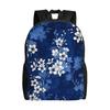 Florale Sakura-Blüte in tiefblauem Rucksack Damen Sportlich Täglich Rucksack Große Kapazität Laptop-Tasche Zurück zur Schule Saison