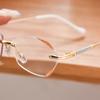 Fashionable Starlight Fine Flash Near Sight Glasses Diamond Cut Edge Frameless Perforated Myopia Glasses Anti Blue Eyeglasses