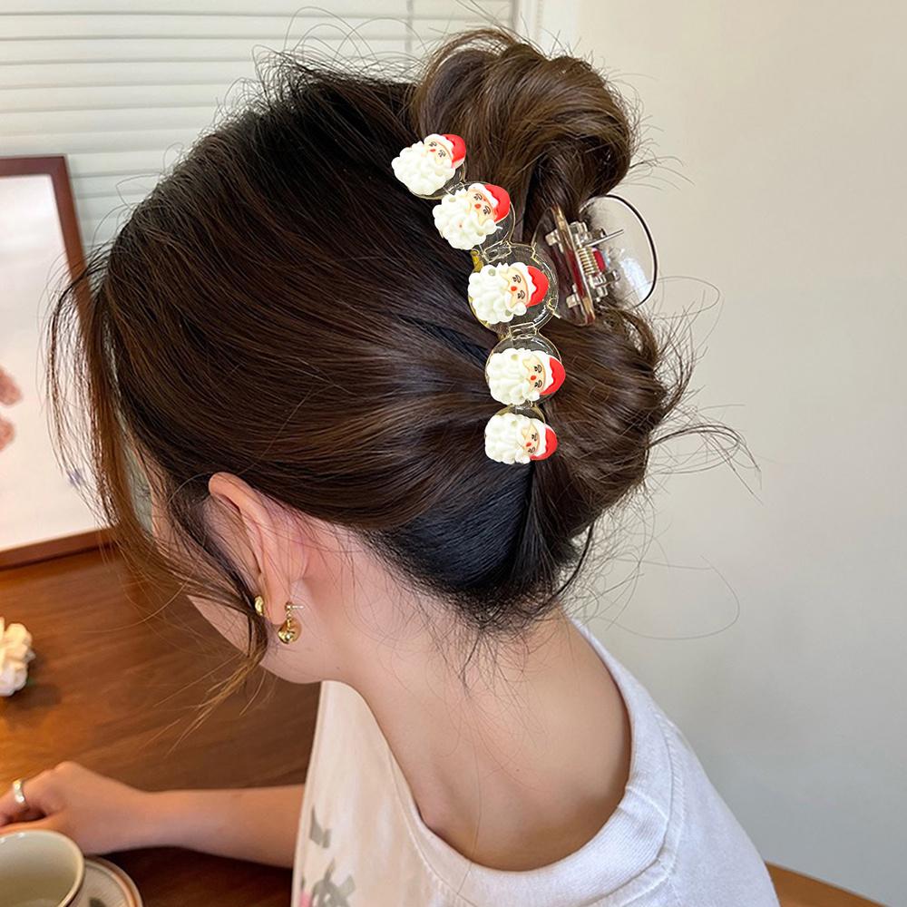 1pc Large 10.01 cm Santa & Reindeer Christmas Hair Claw Clip for Women - Elegant Cute Shark Clip with Secure Hold
