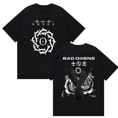 2026 Rock Band Bad Omens Maglietta Grafica Unisex Gotica Vintage a Maniche Corte T-shirt Estiva in Cotone di Alta Qualità Y2k Streetwear