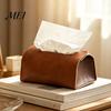 Modern Home Decor PU Leather Tissue Box, Foldable Retro Style Holder, Dining Room Organizer Decorative Desktop Organizer, for Office Desk Car