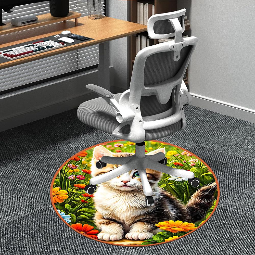 

1pc Kitten Flowers Chair Carpet for Office, Soft Flannel Throw Mat, Perfect for Office, Holiday Party Decoration Choice yy260320099 80cm by 80cm