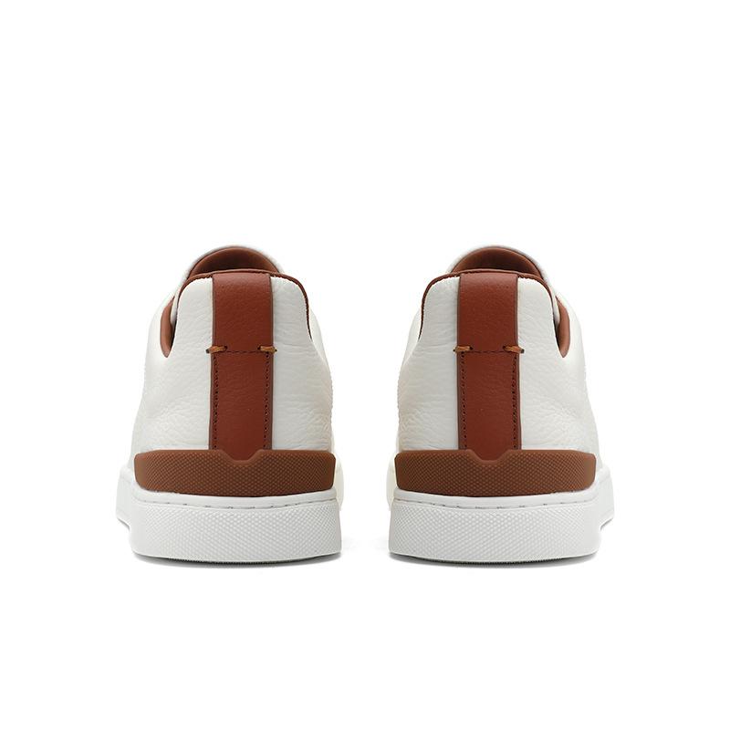 European Fashion Genuine Leather Slip-On Sneakers: High-End White Casual Shoes