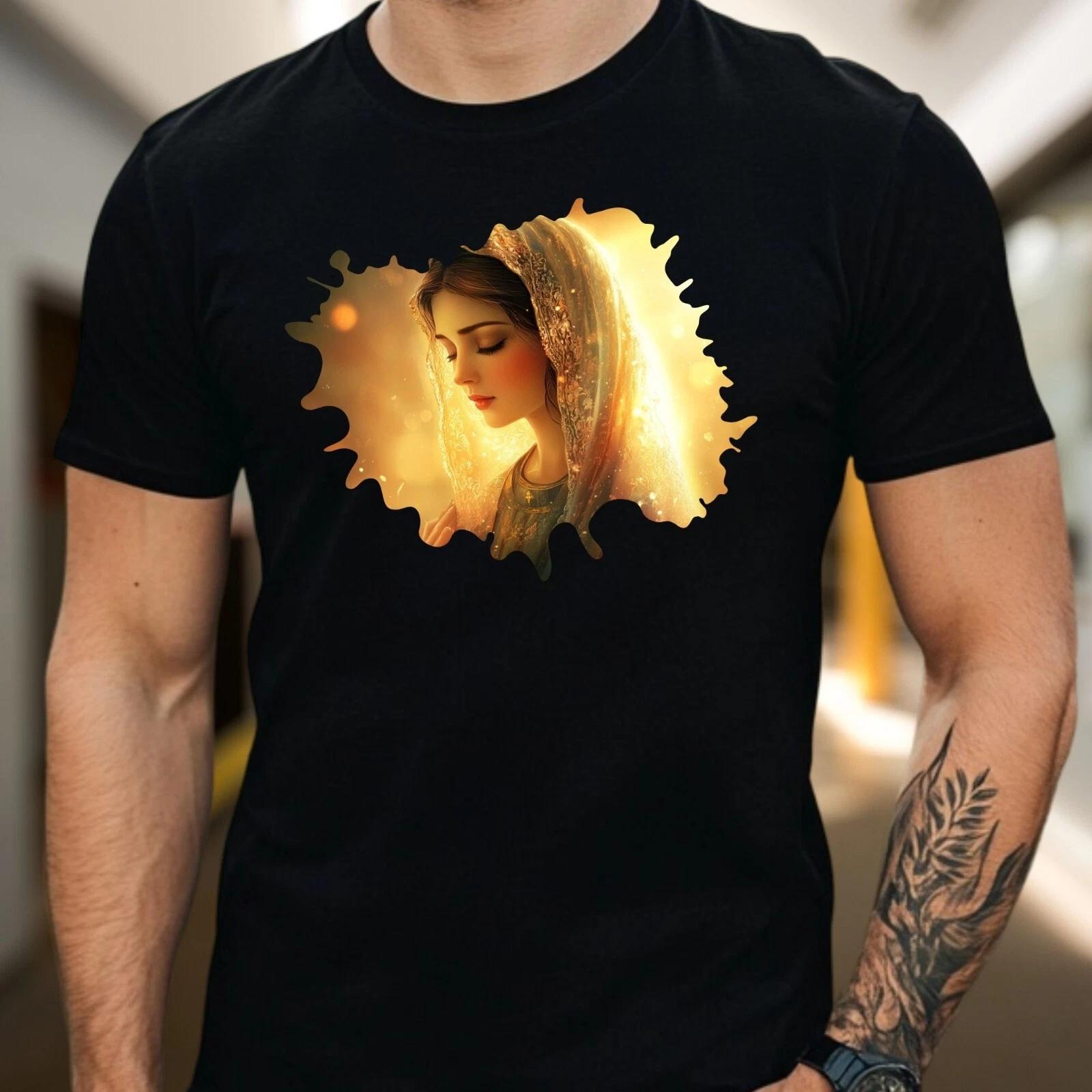 T-Shirt Herren Jungfrau Maria Motiv Baumwolle Größe S bis 5XL M