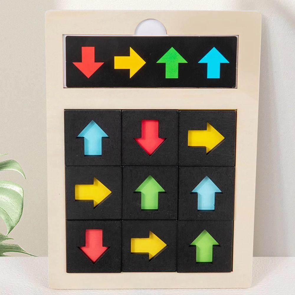 Puzzle Direction Cognition Sensory Game Wooden Color Shape Matching Toy  Children Kids