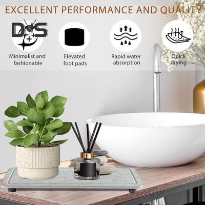 2 Pezzi Vassoio in Pietra Assorbente Acqua Essiccazione Rapida Diatomea Sottobicchieri per Lavello Antiscivolo Porta Spugna Cucina Vassoio per Mobile Bagno
