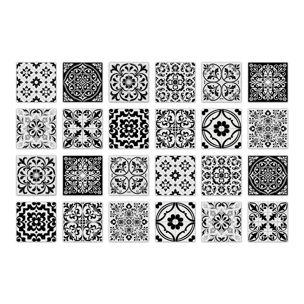 24pcs Mandala Wall Stickers Kitchen Self-Adhesive Waterproof Tile Stickers Bathroom Decor Moroccan Pvc Decal