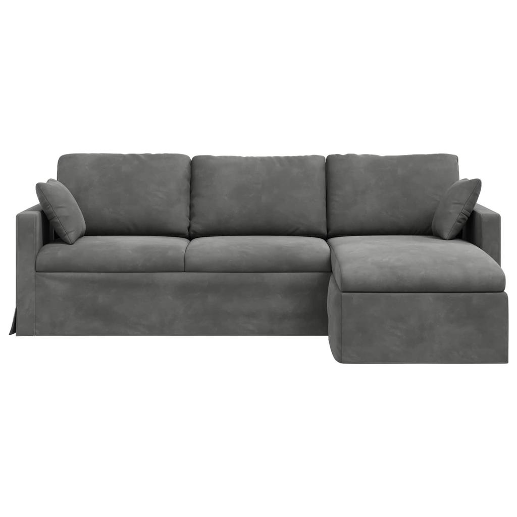 Sofa Dark Grey 228 x 134 x 80 cm Velvet