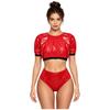Damen Wasserdicht Vinyl Crop Top Kurzarm Klettverschluss Seiten Windelüberzug Shorts Anpassbares Badeanzug Set