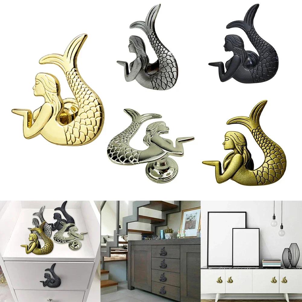 Retro Möbelgriff Schubladenknopf Schranktürgriff Möbelbeschläge Meerjungfrau-förmig Schrank Kleiderschrank Antike Zuggriffe