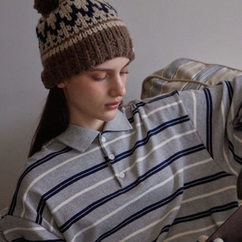 

HAINT NORDIC POMPOM BEANIE_2COLORS BROWN_FREE