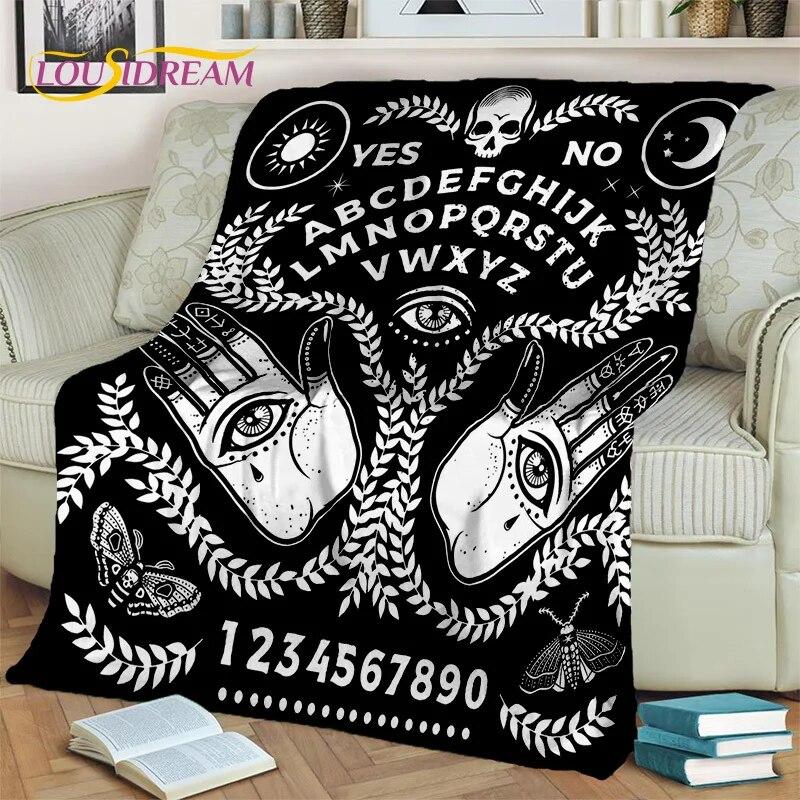 Gothic Ouija Tarot Čarodějnictví Horor Lebka Deka, Flanelová deka pro Halloween Ložnice Pohovka Pohovka Piknik Turistický obal Dárek