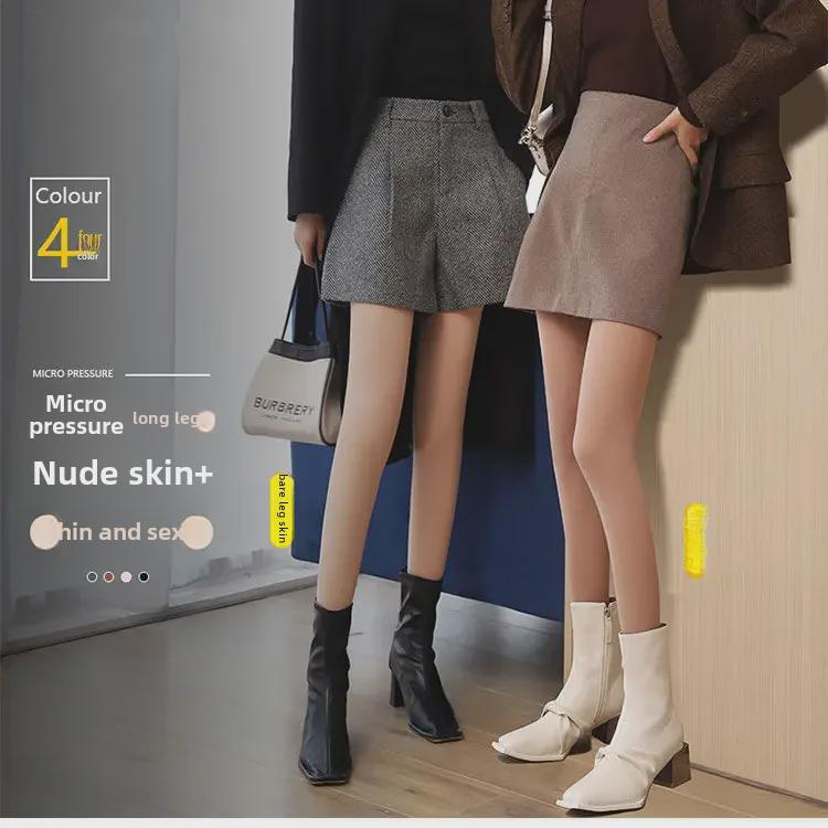 Damen Schwarze Transparente Stahlstrümpfe - Frühling/Sommer Anti-Haken Strumpfhose mit Pferdeöl in Hautfarbe