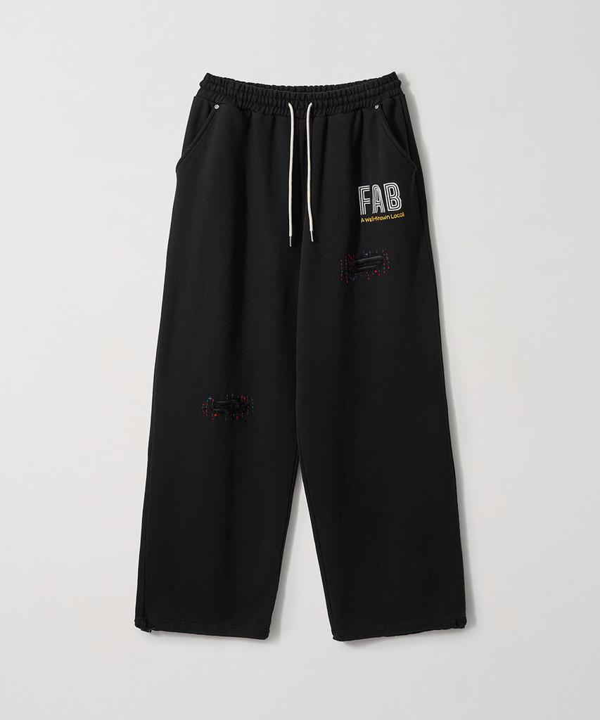 Gameoncheupaeb Washed Hand Stitch Sweatpants (Black)