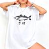 Japansk Makrill Fisk T-shirt Dam Minimalistisk Hirajuku Streetwear Grafisk T-shirt Sommar Kortärmad Vit Avslappnad Y2k Toppar