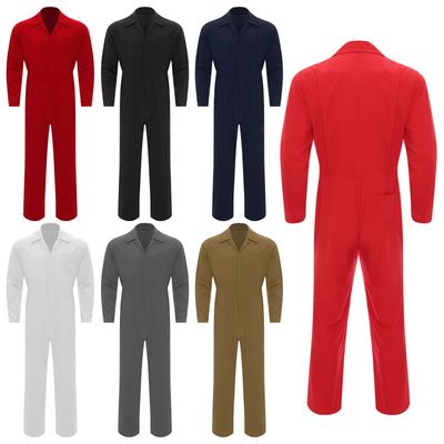 Arbeitsanzug für Herren S-3XL: Einfach zu tragender Jumpsuit mit Reißverschluss vorne, Langarm mit klassischem Umlegekragen, Minimalistisches Design