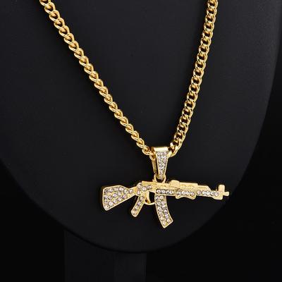 Mode Choker Halsketten Frauen Pistole Anhänger Kristall Strass Kette Männer Punk Ketten Schmuck Geschenk Ins