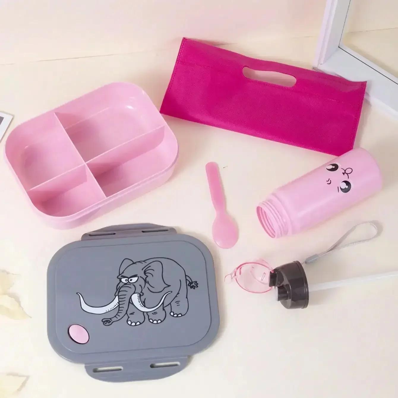 

Student Lunch Box Thickened PP Plastic Material Partition Double Layer Lunch Box ,Comes with 400ml kettle set(1pc cup+1pc box) розовый