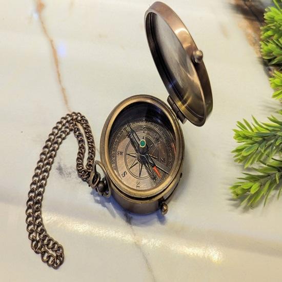 5.08 Cm Brass Compass, with Leather Box Christmas Gift for Boyfriend, Anniversary Gift Husband Engraved Compass, Gift for Him and Her