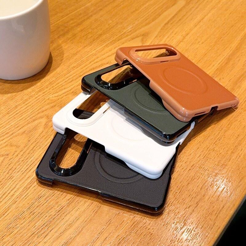 Applicable To Huawei PuraXMax Folding Mobile Phone Case Double Central Axis Lychee Pattern Magnetic Attraction Men's and Women's Simple Business