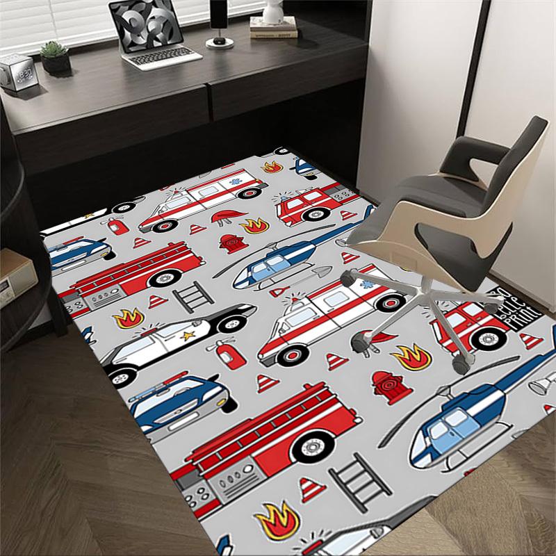 1PC ambulance firetruck Extra Large Non Slip Floor carpet, Office, family, bedroom, Studio   Large Area Rug Indoor Rugs, , Vibrant Colors