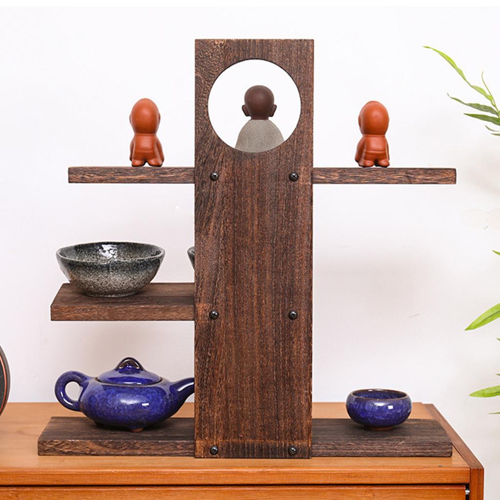 3 Tier Wooden Desk Storage Organizer Desk Display Rack Desktop Display Stand for Living Room Bedroom Office Decor