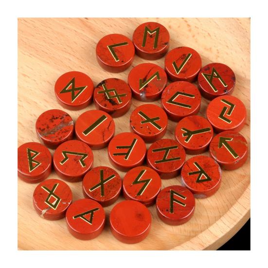 25Pcs Faux Crystal Agate Rune Stone Set Alphabet Rune Round Set Nordic Germanic Language Stone for Witchcraft Fortune-Telling