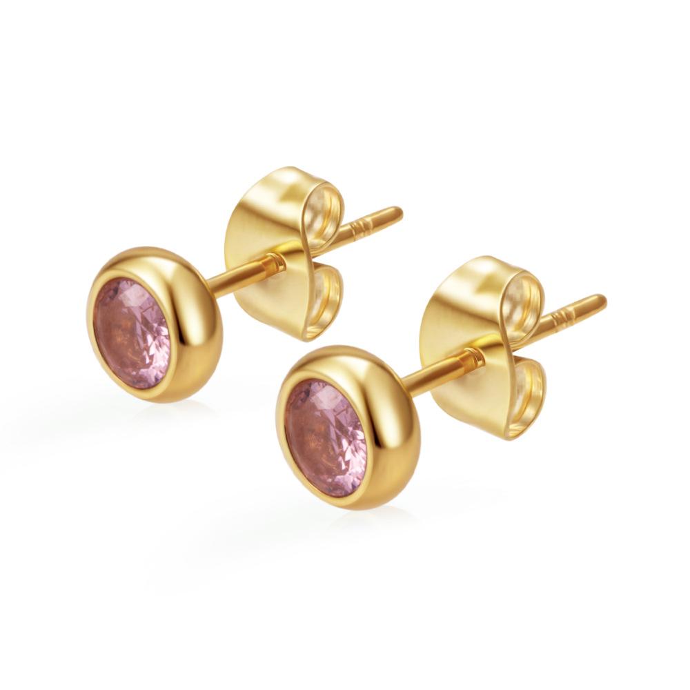Special for round stainless steel zircon stud earrings women's trend versatile multi-color earrings PVD18K real gold earrings
