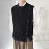 Fall Winter Men Sweater Vest Loose Single-breasted Knitted Elastic Solid Color Casual Soft Cardigan Buttons Sleeveless Round Neck Men Vest