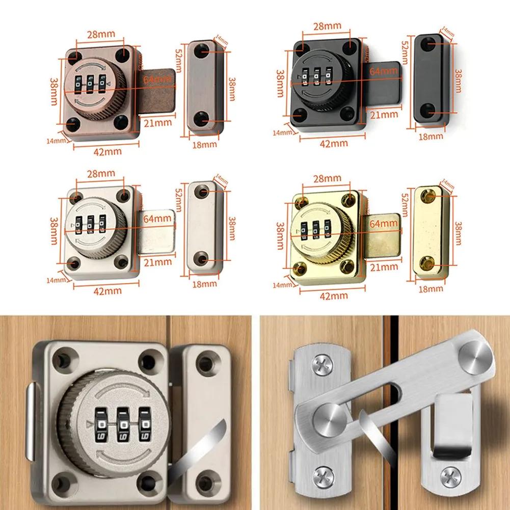 Password Door Lock Bolt Smart Cam Code Lock 3 Digit Combination Sliding Bolt Lock For Mailbox Cabinet Door Hardware