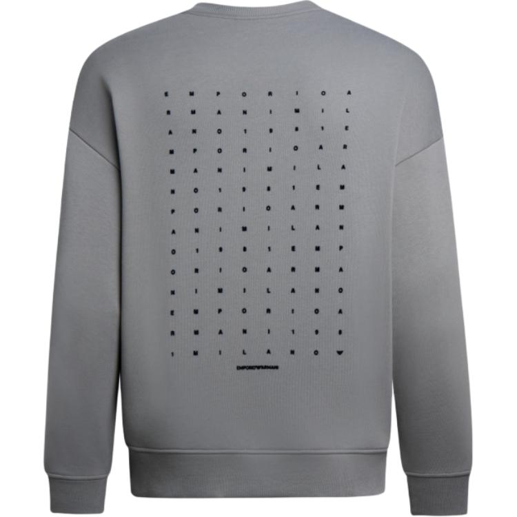 Emporio Armani FW24 Logo Letter Print Crew Neck Long Sleeve Sweatshirt Men Sweatshirt Gray 6D1M95-1JTAZ-06K3