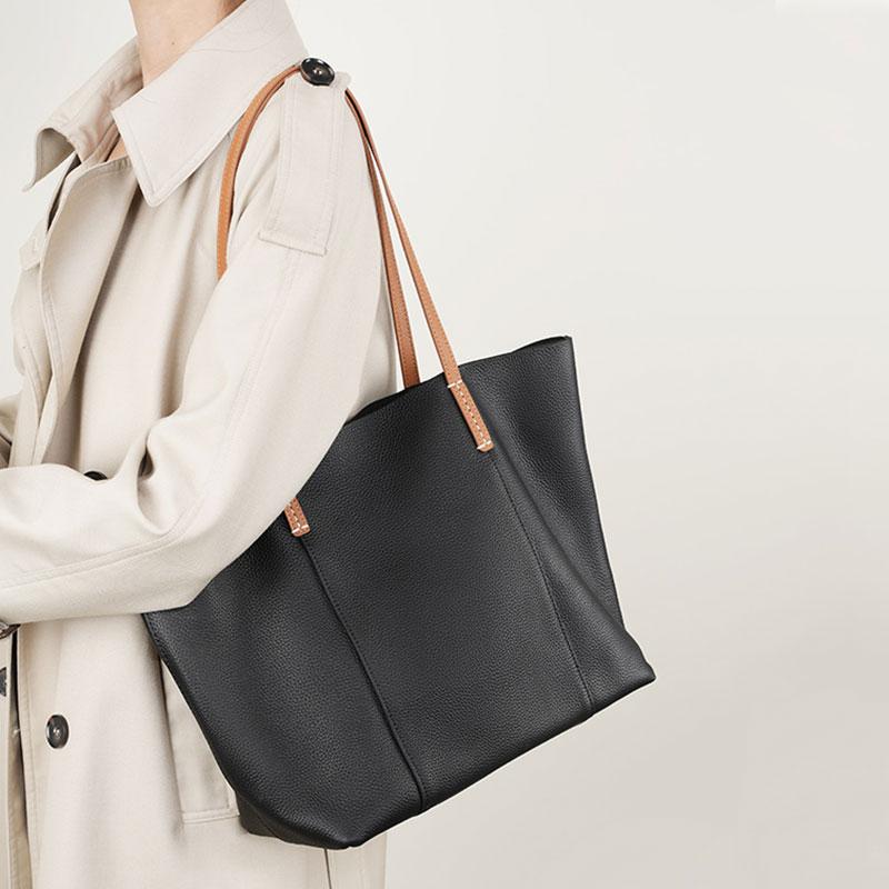 Cowhide Tote Bag Luxury Designer Genuine Leather Women's Bag Fashion Large Capacity Removable Women Shoulder Bags