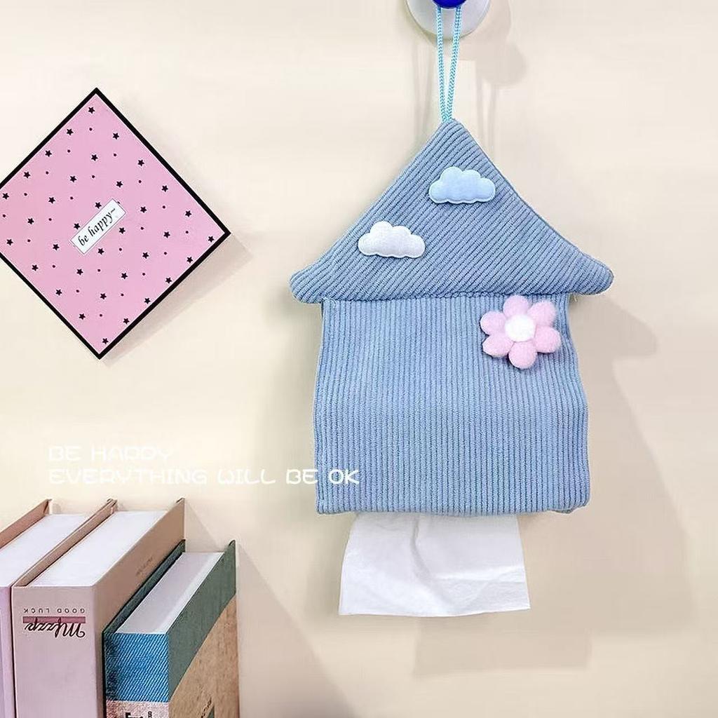 Cartoon Fabric Tissue Bag Hanging Tissue Box Cute High-value Household Tissue Storage Bag