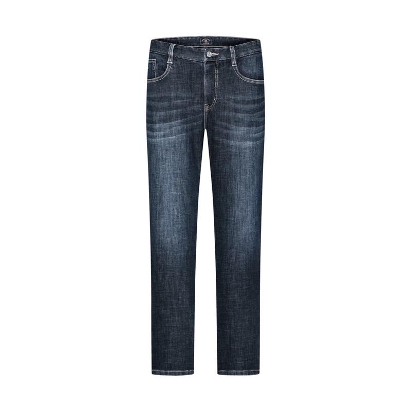 Qipilong Men's Fleece-Lined High-Stretch Washed Denim Jeans