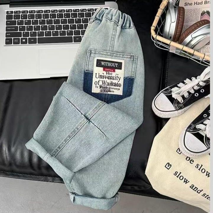 Children's Jeans Spring and Autumn Boys' Pants Simple and Fashionable Spring Loose Pants