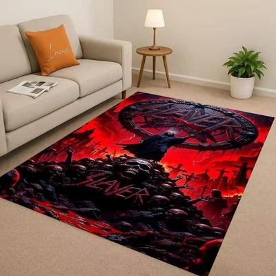 HD Slayer Thrash Metal Rcck Band Skull Sign Living Room Non Slip Area Rug Carpet for Bedroom Playroom Sofa,Home Decor Doormat