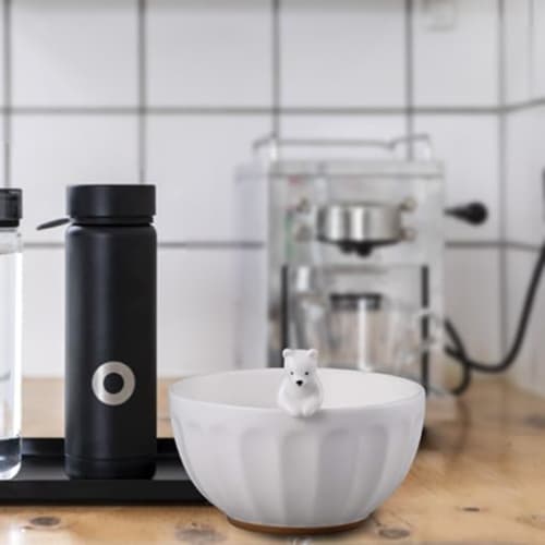 Cute tableware WHITE ZOO rice bowl with polar bear figure SAN3398-1