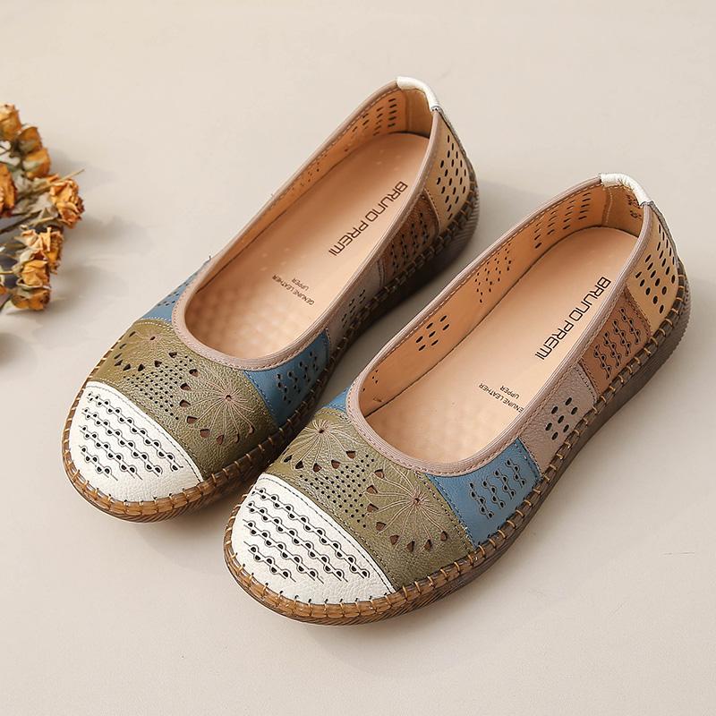 

Мода Новые Балетки из Натуральной Кожи Женские Летние Дышащие Туфли Слипоны Ажурные Лоферы Медсестры Женские Винтажные Мокасины для Вождения 41