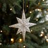Elk Snowflake Pendant White Gold Christmas Hanging Ornament  Home Decoration