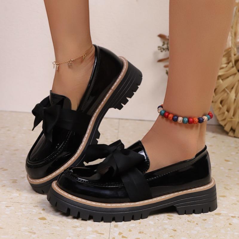 Damen Übergröße Klobige Sohle Rutschfeste Slipper Neu Herbst Europäisch Amerikanische Mode Vielseitige Leder-Ballerinas