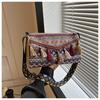 Chic Adjustable Shoulder Bag With Stylish Fringes And Elegant Diamond Pattern For Women