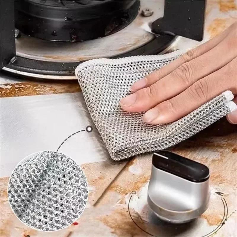 30pcs Metal Steel Wire Rags Cloth Home Kitchen Pot Pan Dishwashing Double-sided Dishcloth Cleaning Cloths Towel Scrubber Rag