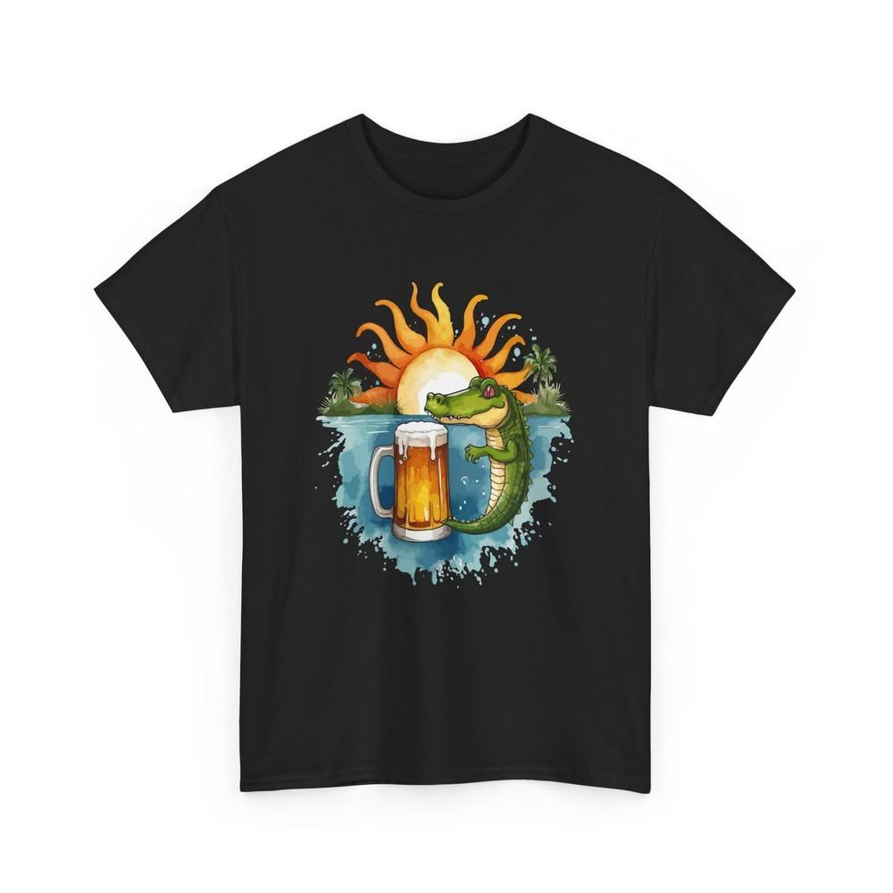 Beer Drinking T-Shirt | Funny Beer Shirt | Beer T-Shirt Funny Alligator