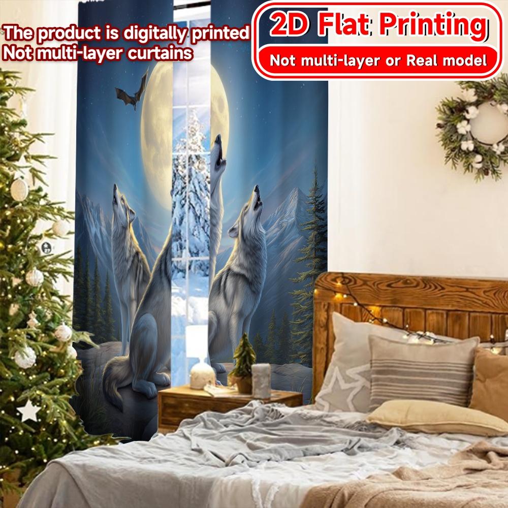 2D-Flachdruck, 2-teilige Vorhänge (Ohne Stange) Mondlicht Wölfe Heulen Saint Patrick ist Tag Feiertag Vorhänge Vielseitig Polyester